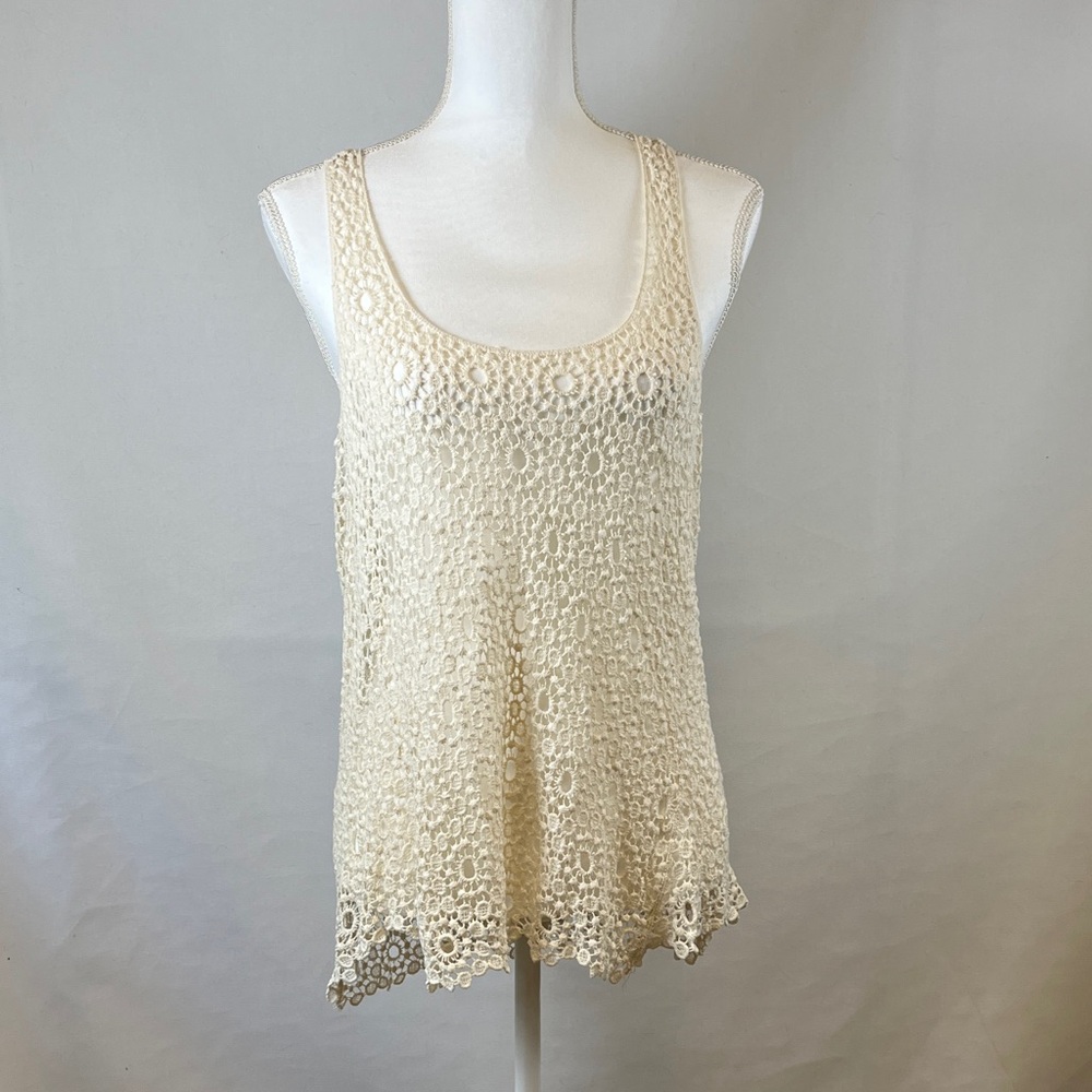 India Boutique Cotton Lace Tank Top One Size Sleeveless Boho Charm Festival Top